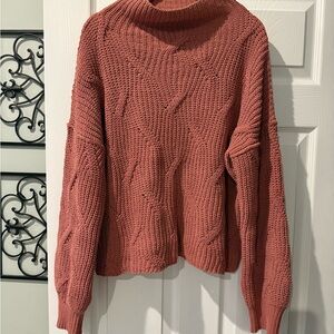 Poof! Women's Cowl Neck Sweater - Dusty Rose